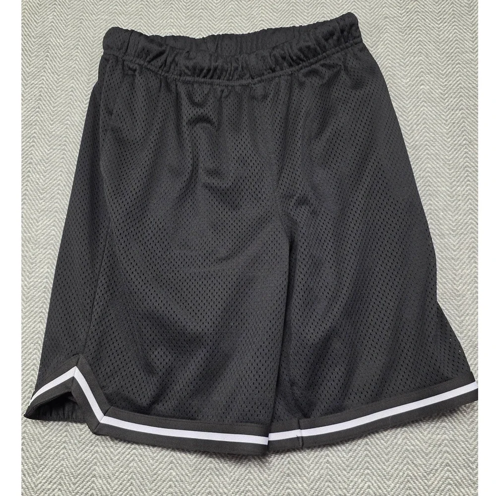 Old Navy Active Boy Black Mesh Basketball Shorts XL 14-16 Striped Hem Breathable